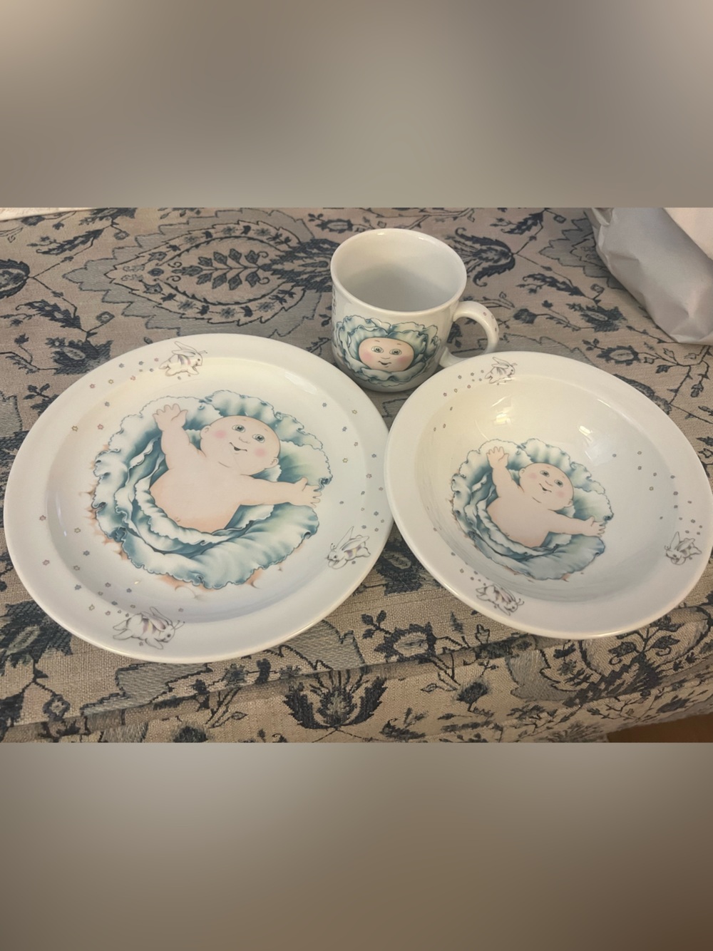 vintage 1984 Royal Worcester Cabbage Patch Kids 3-piece dish set bowl plate cup